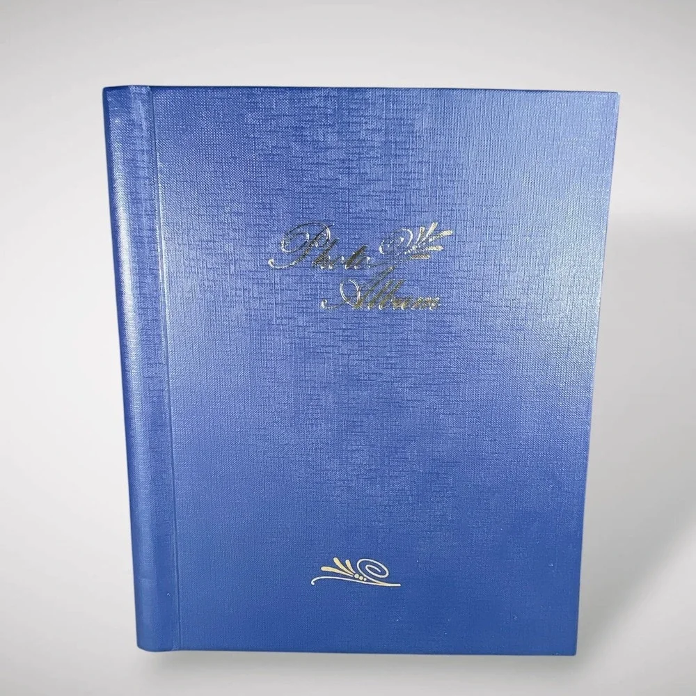 Photo Album Blue‎ Faux Leather Spiral Magnetic Self Adhesive 10 Pages Unused